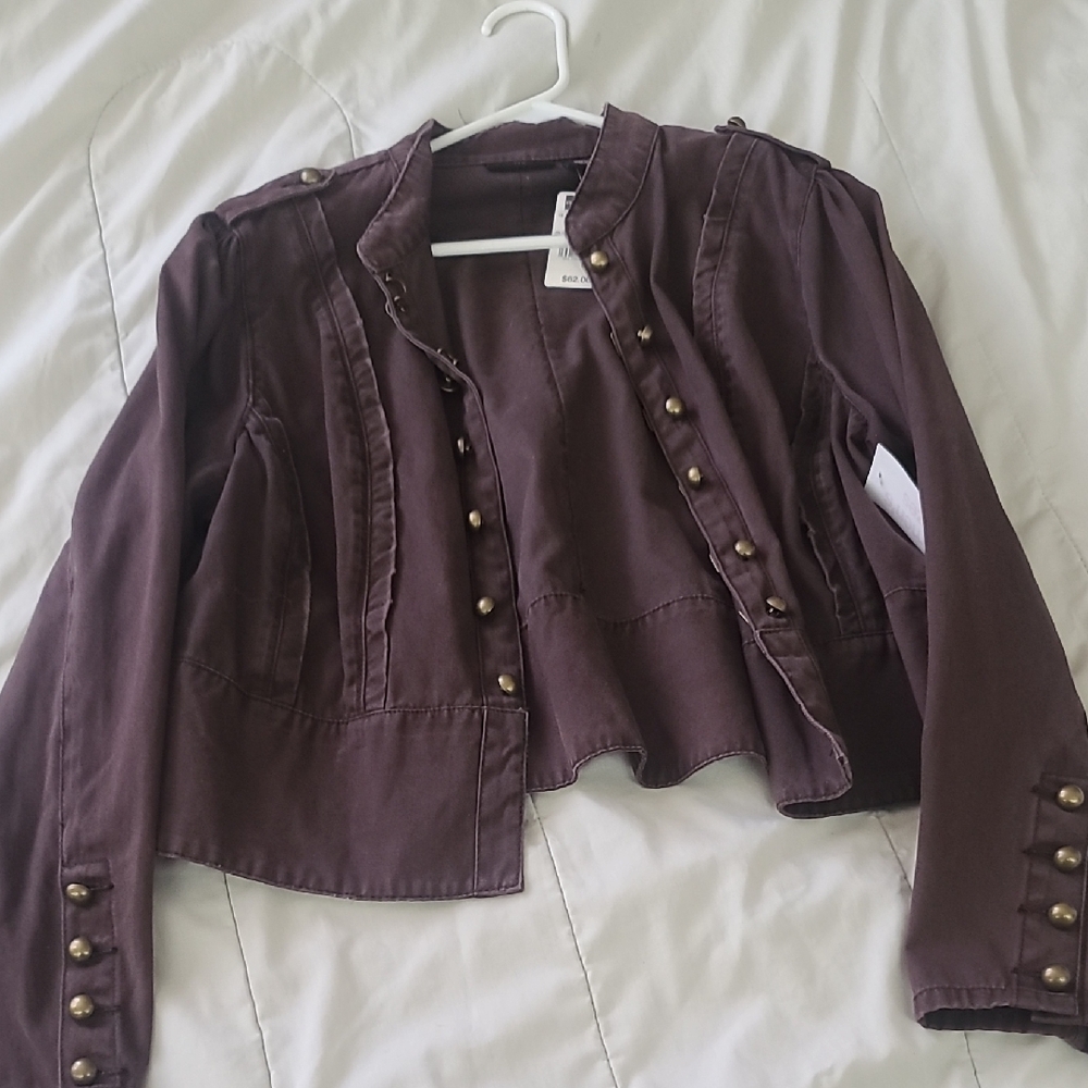 JCPenney Dark Brown Military Blazer with Gold Accents